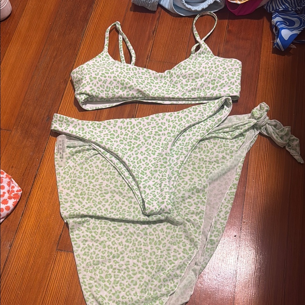 Green Leopard Print Bikini Set